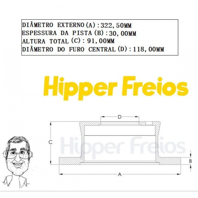 Disco Freio Diant (solido) Hipper Freios