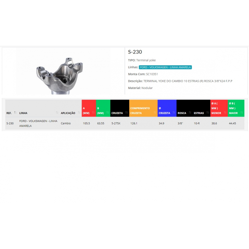 Flange Acoplamento Cambio (terminal) Rei Auto Parts