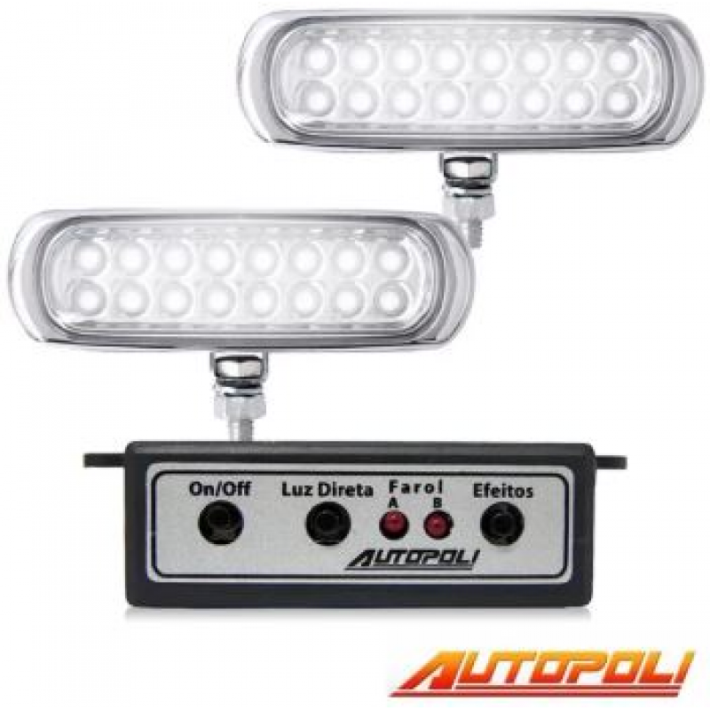 Kit Farol Aux (estrobo) 3 Em 1 (base Cromada Led Branco) Autopoli