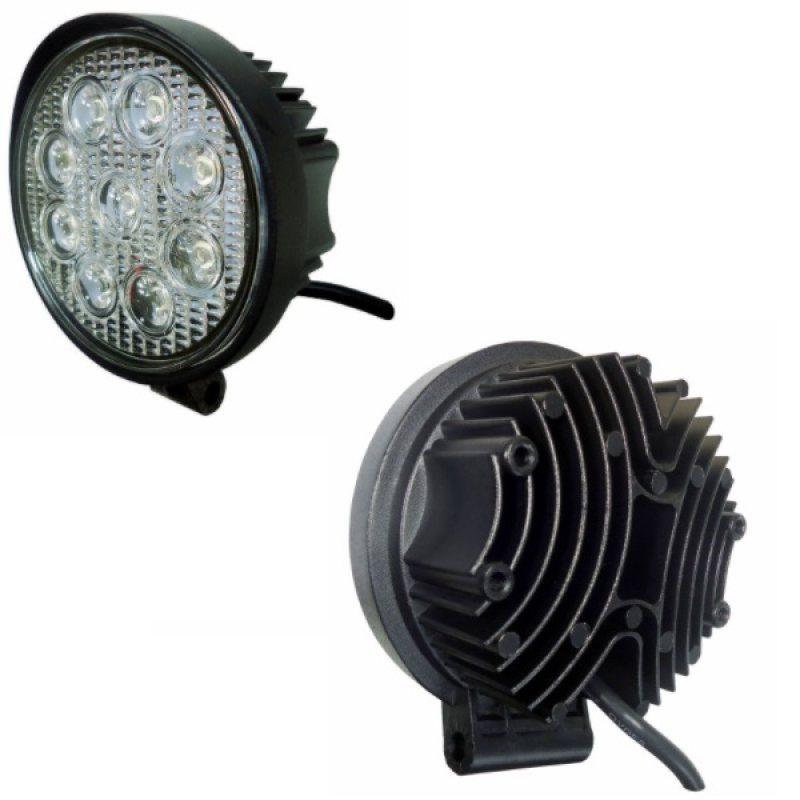 Farol Aux Universal Redondo 9 Leds 27w 110mm 12/24v Dni