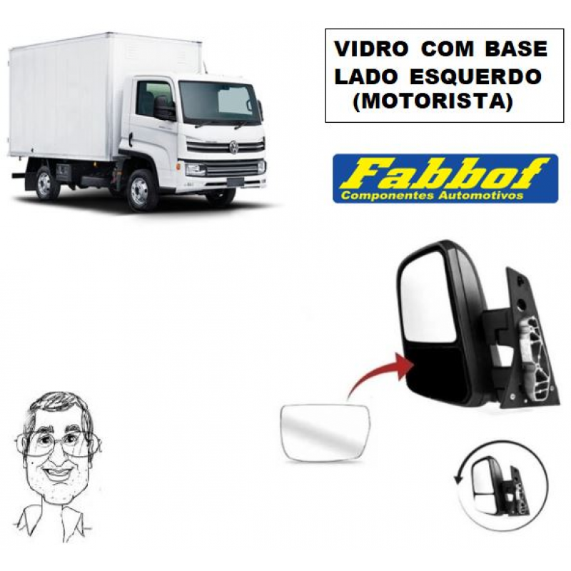 Base Com Vidro Espelho Retrovisor Inf Esq Fabbof