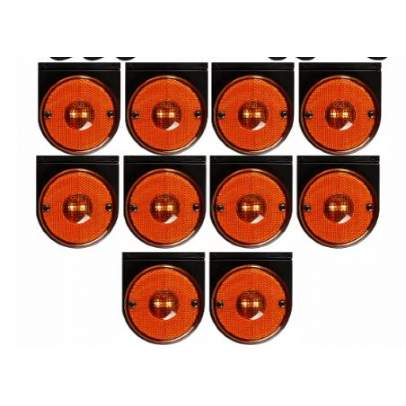 KIT 10 LANTERNA LATERAL LED AMARELA CARRETA C/ SUPORTE